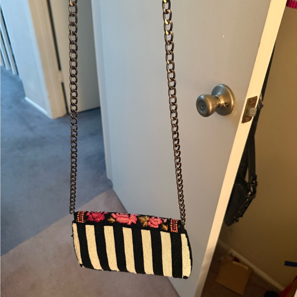 Mary Frances Black and Pink Floral Mini Bag - Picture 12 of 13